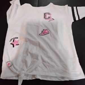 Converse Kids White Tee with Pink Accents